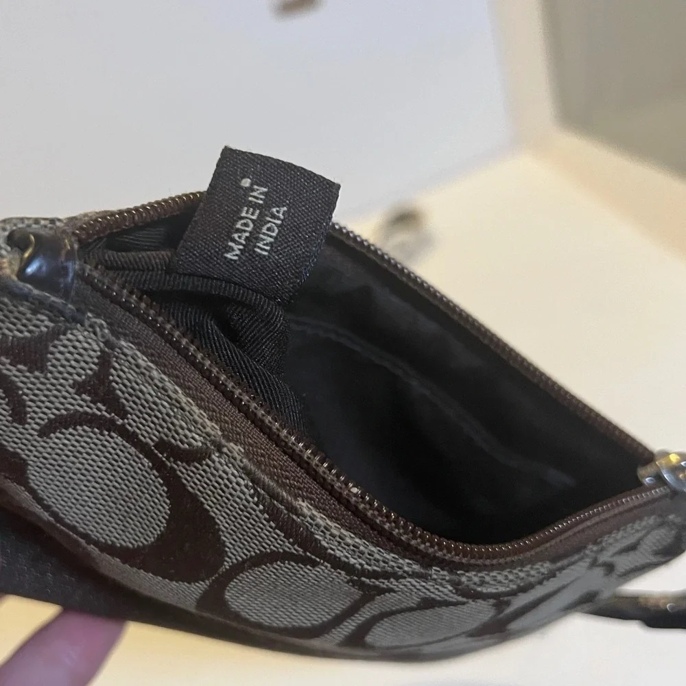 Coach‎ Wristlet Womens OS Brown Signature C Monogram Canvas Zip Pouch